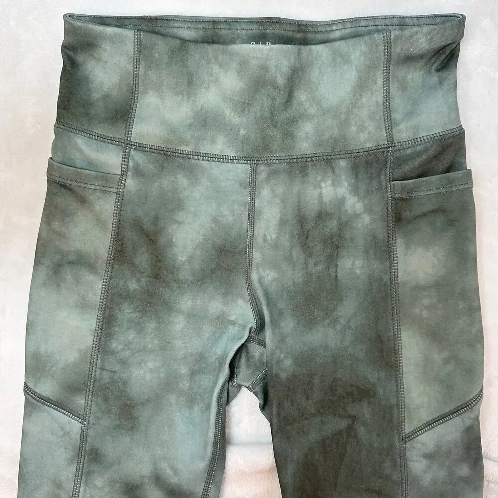 Gap Teen Size 10 Leggings with Pockets, Green Tie Dye - Picture 2 of 7